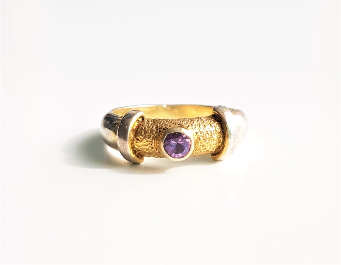 Gold Plated Silver Ring With Amethyst