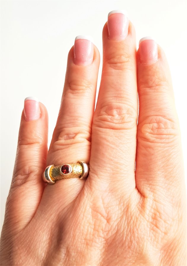 Gold Plated Silver Ring With Amethyst