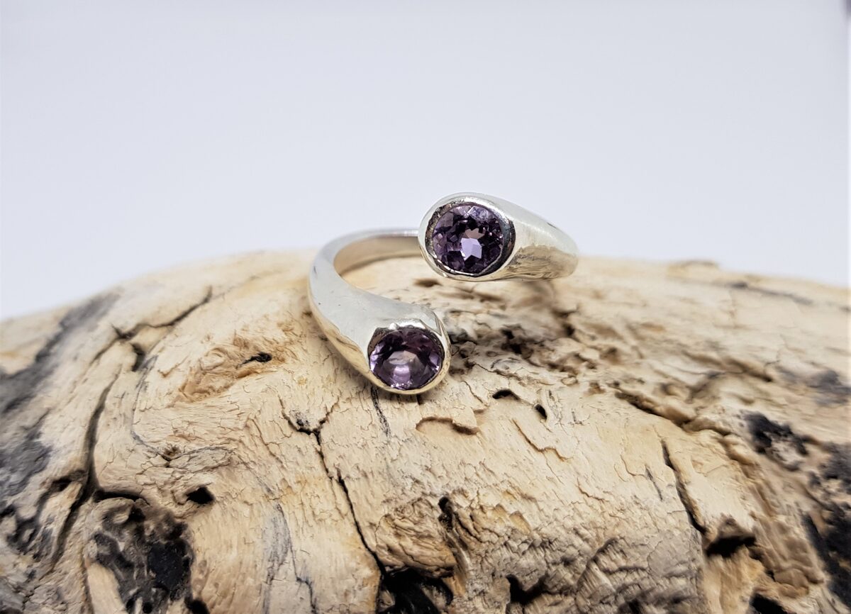 Silver Ring With Amethysts "Anemones"