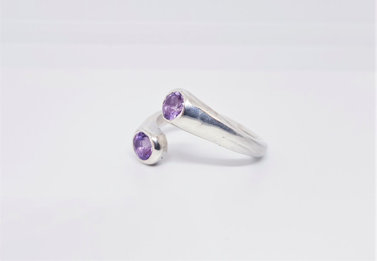 Silver Ring With Amethysts "Anemones"