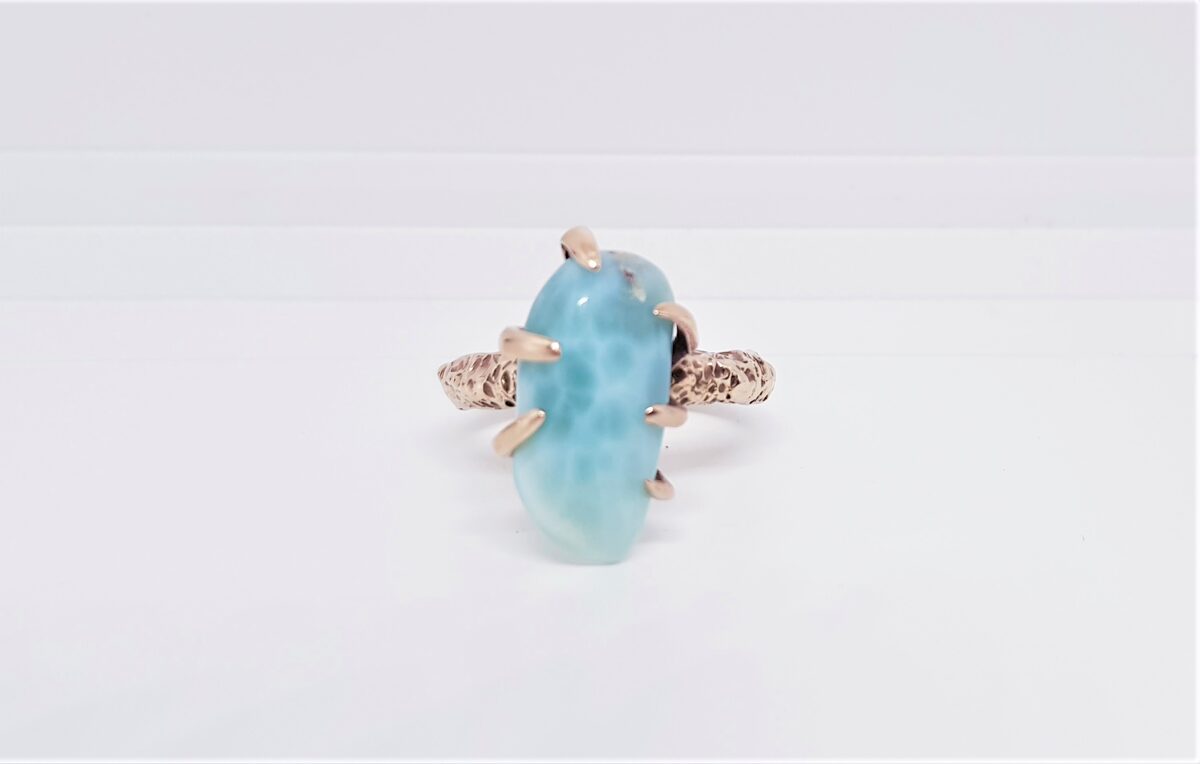 Bronze Ring With Larimar "Out Of The Ordinary" (rugged)