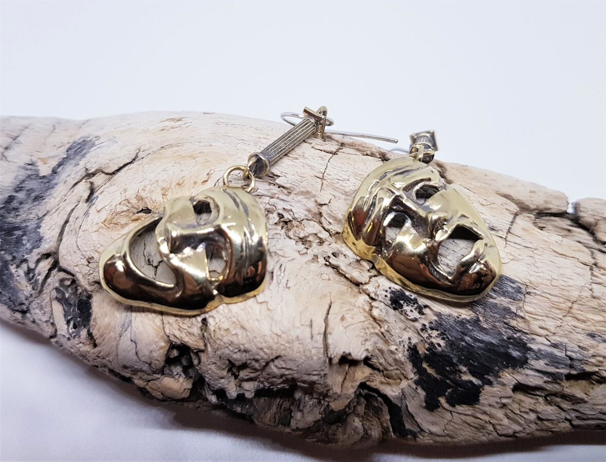 Bronze Earrings "Theater Is Life" (asimetric)