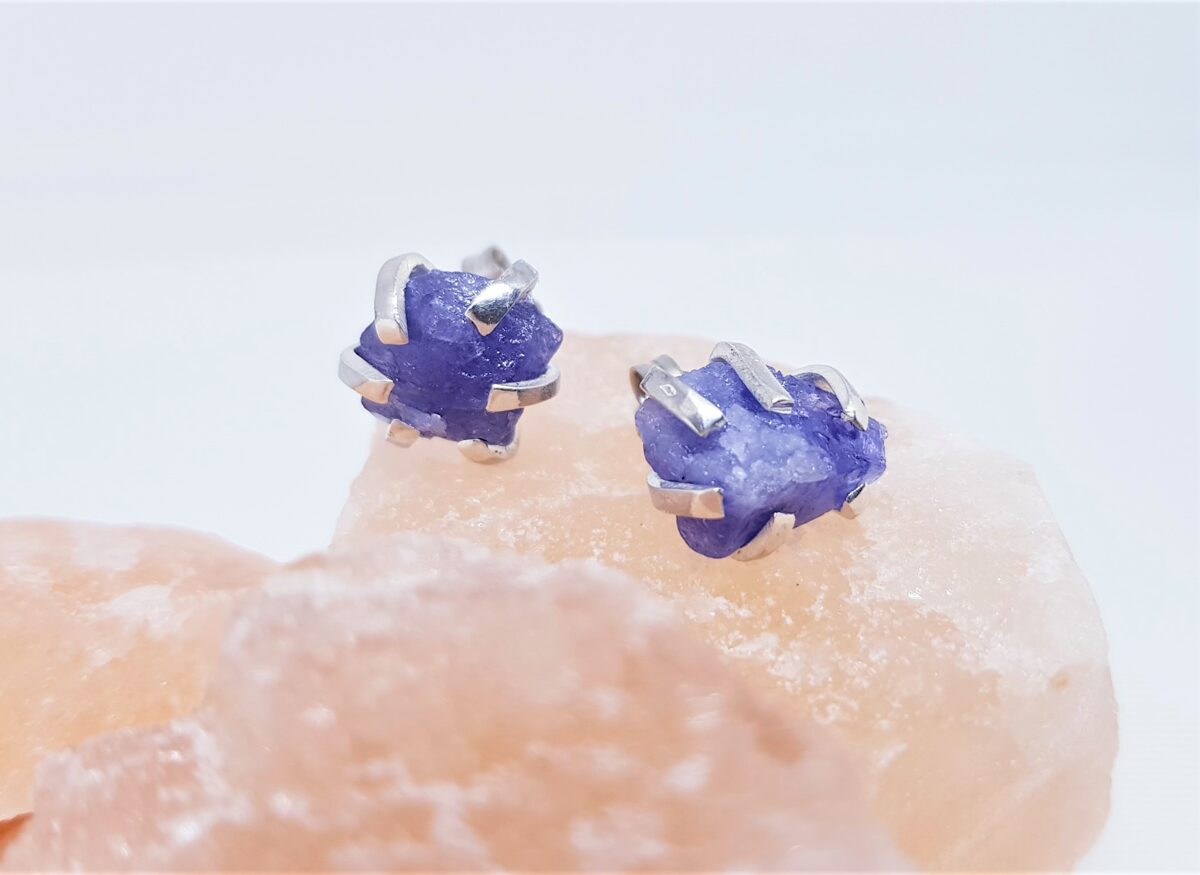Silver Stud Earrings With Tanzanite 'Out Of The Ordinary"