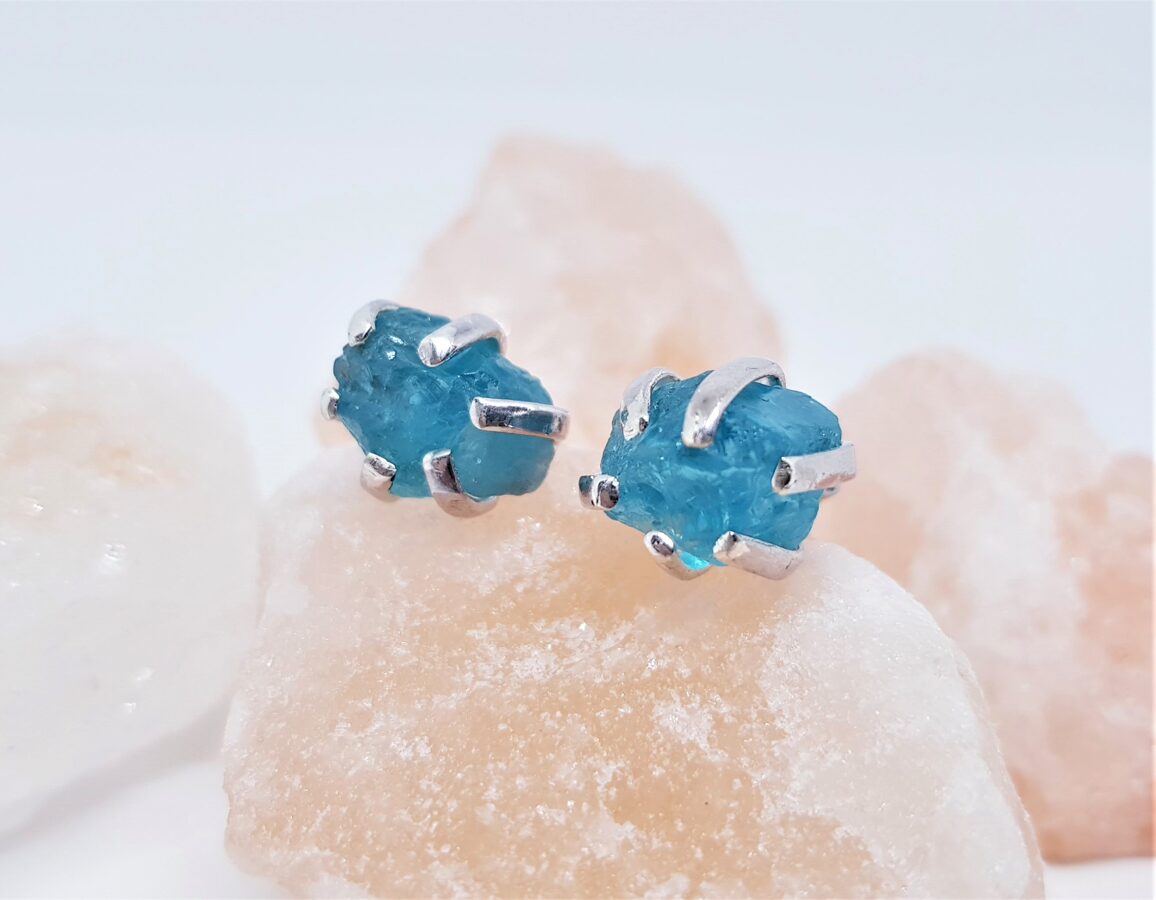 Silver Stud Earrings With Apatite "Out Of The Ordinary"