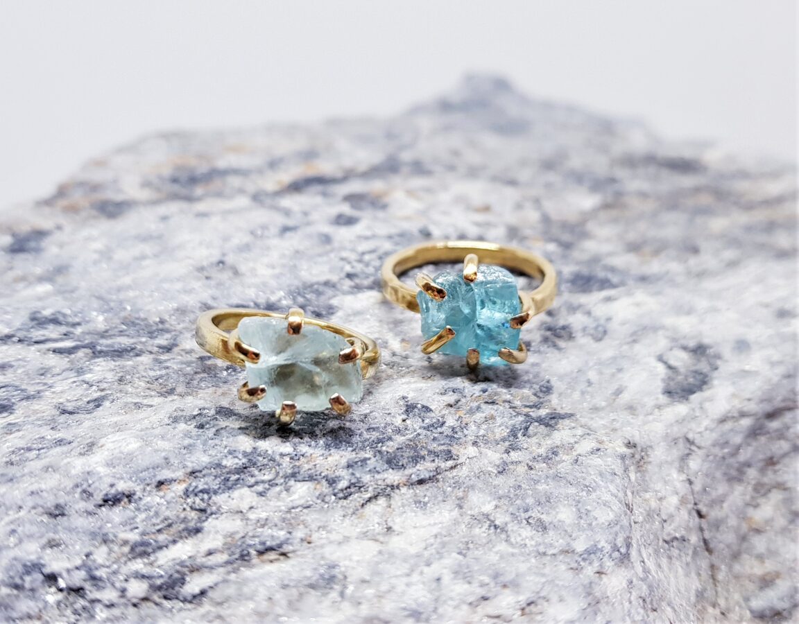 Gold Plated Ring With Aquamarine "Out Of The Ordinary" (plain)