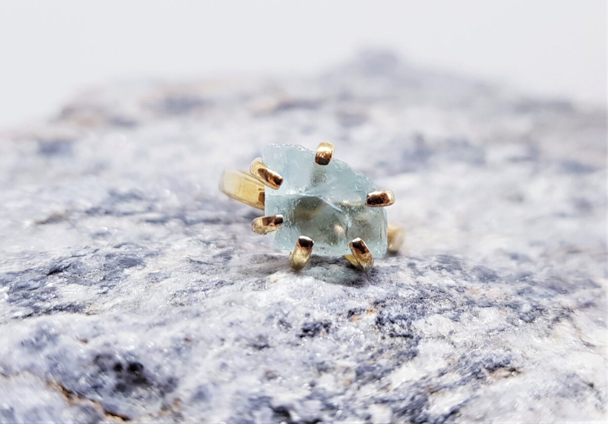 Gold Plated Ring With Aquamarine "Out Of The Ordinary" (plain)