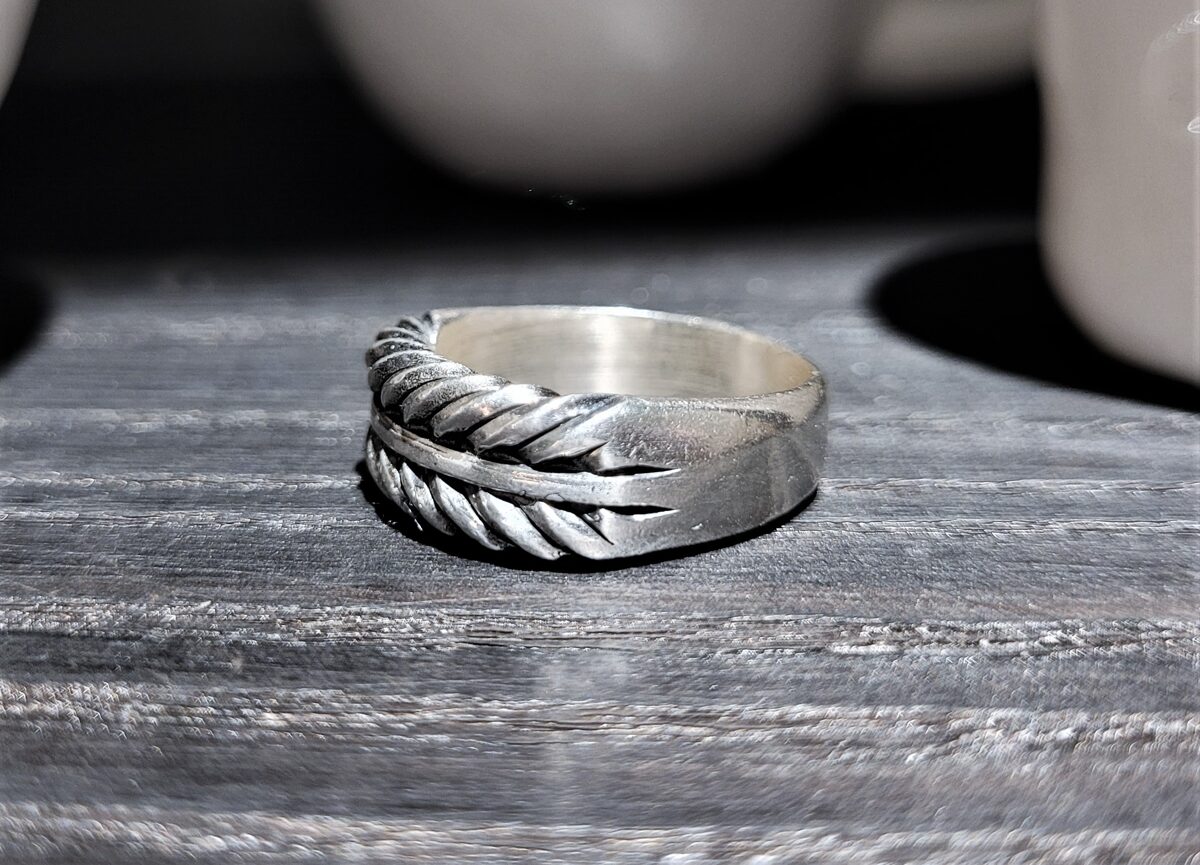 Silver Ring With Derivated Piebalga Weave (medium)
