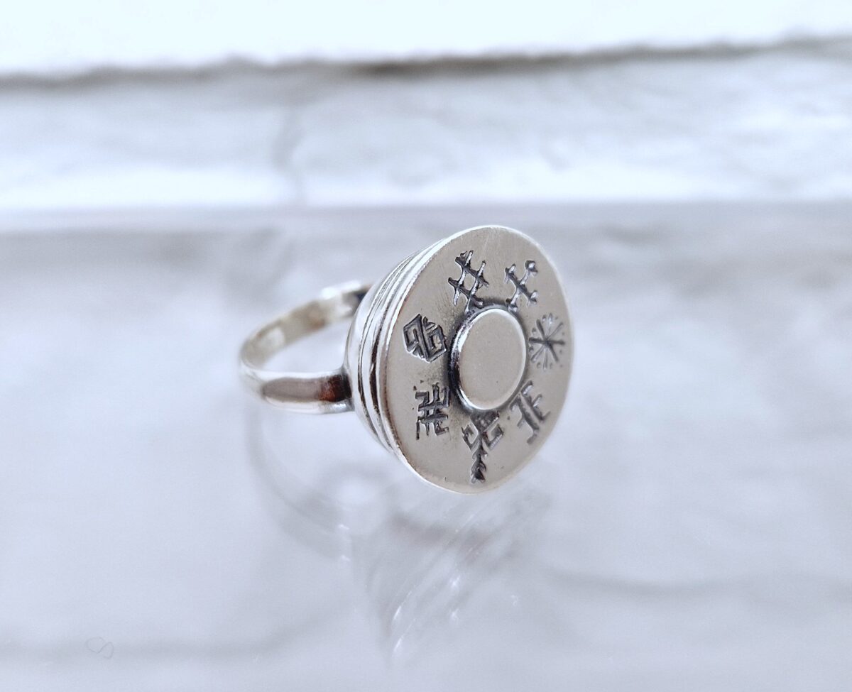 Silver Ring With Protective Symbols (thick)