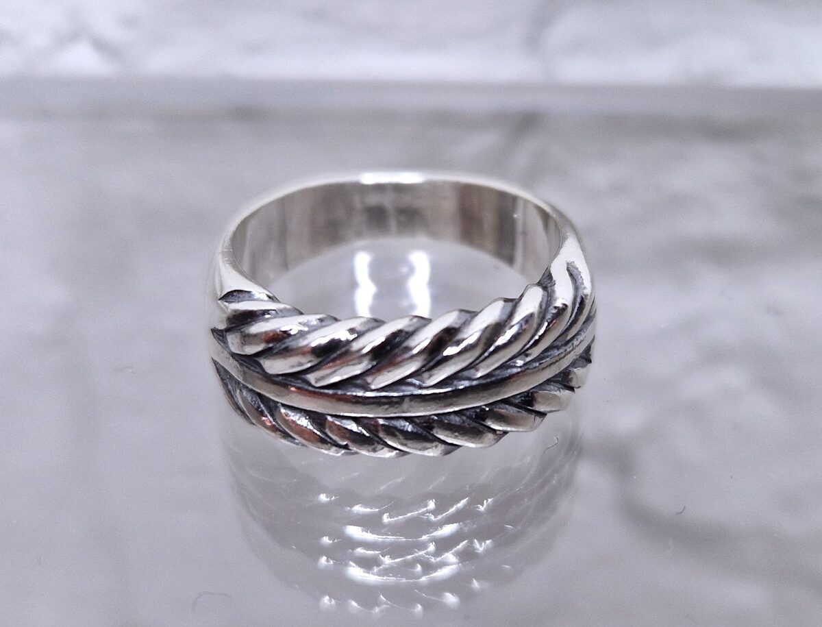 Silver Ring With Derivated Piebalga Weave (medium)