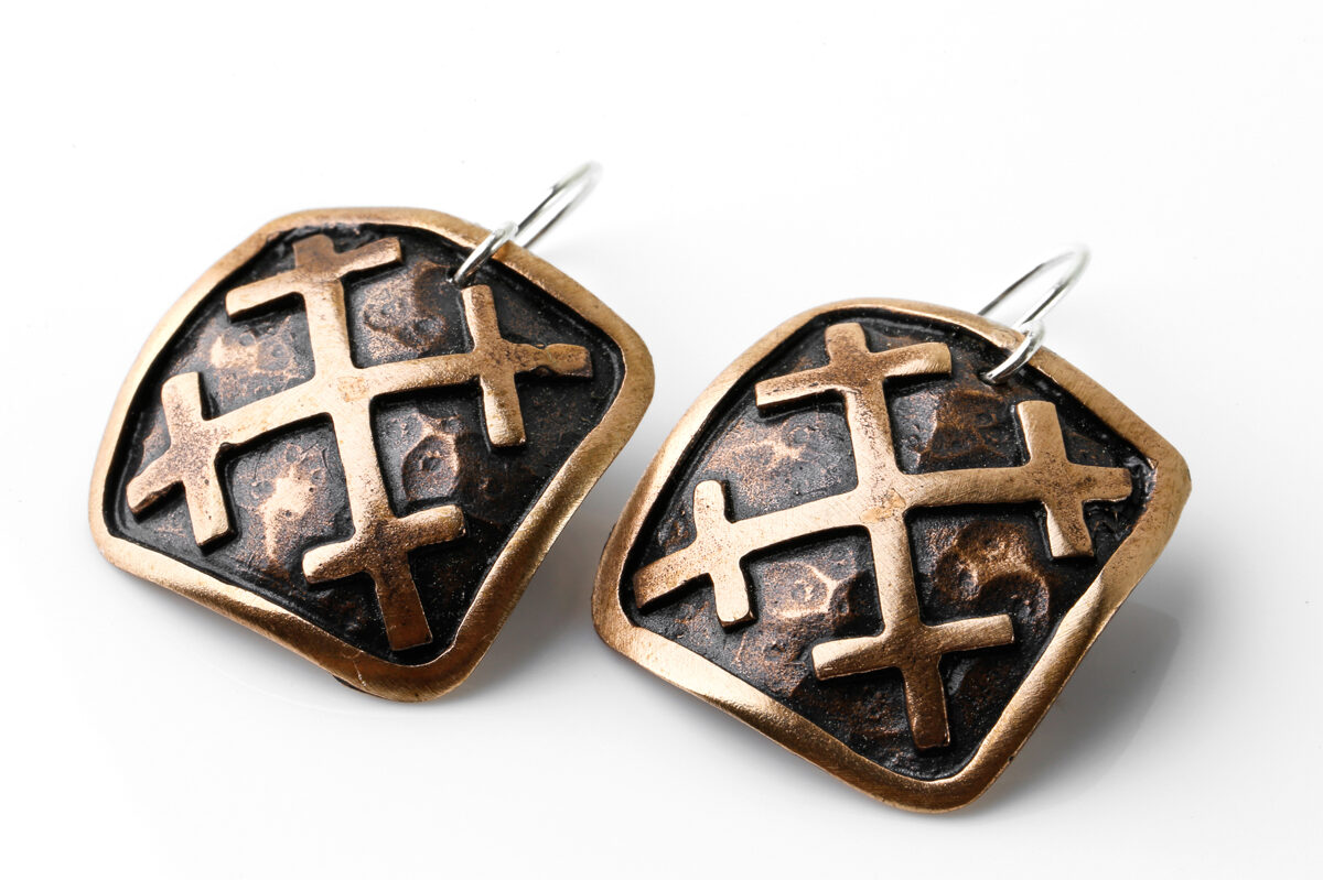 Bronze Earrings "Mara Cross" (large)