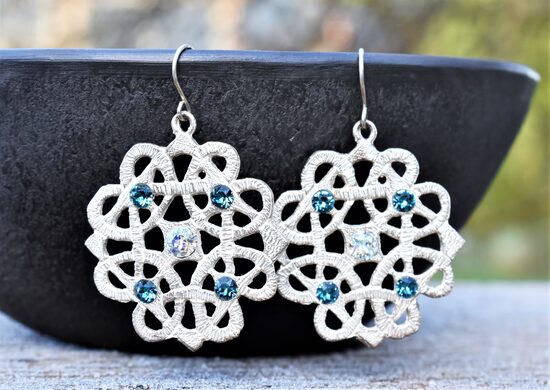 Silver earrings "Land Of Glass" (light silver)