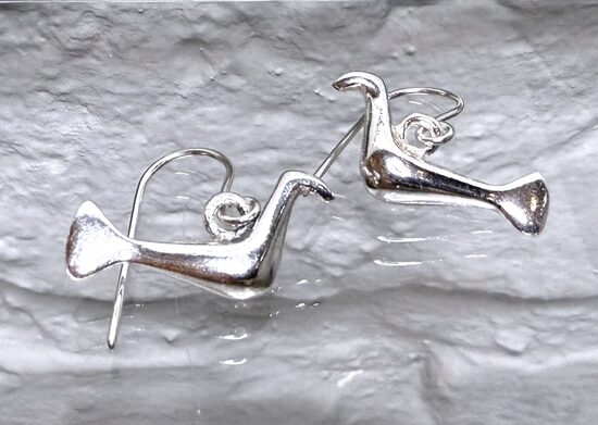 Silver Earrings "Waterbirds" (medium, plain)