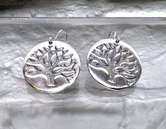 Silver Earrings "Tree of Life" (small, with background)