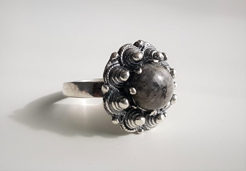Silver Ring With Labradorite