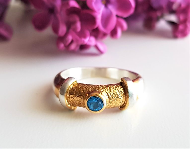 Goldplated Silver Ring With Topaz