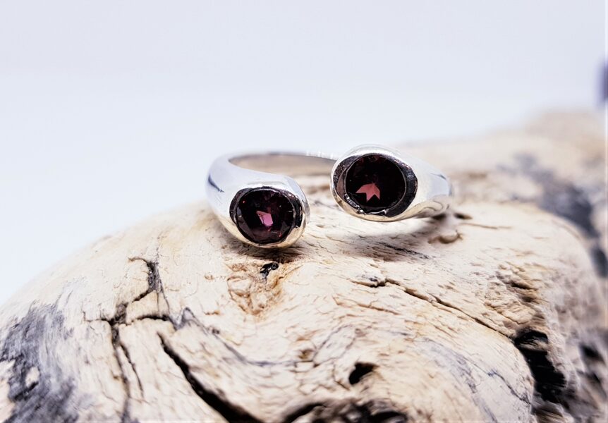 Silver Ring With Garnet "Cranberries"