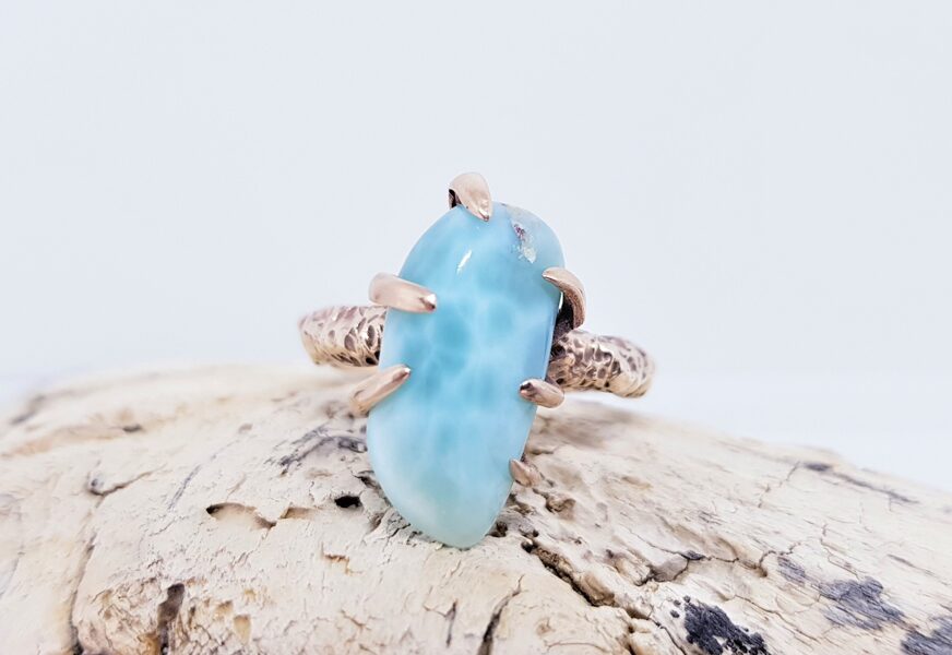 Gold Ring With Larimar "Out Of The Ordinary" (rugged)