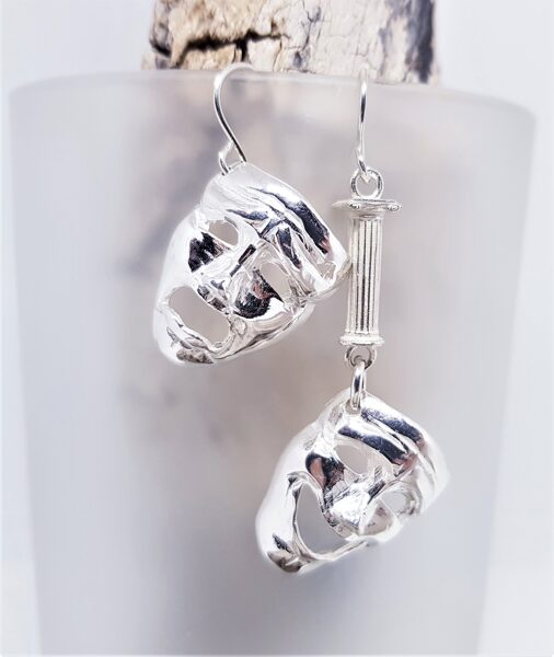 Silver Earrings "Theater Is Life" (asimetric, light silver)