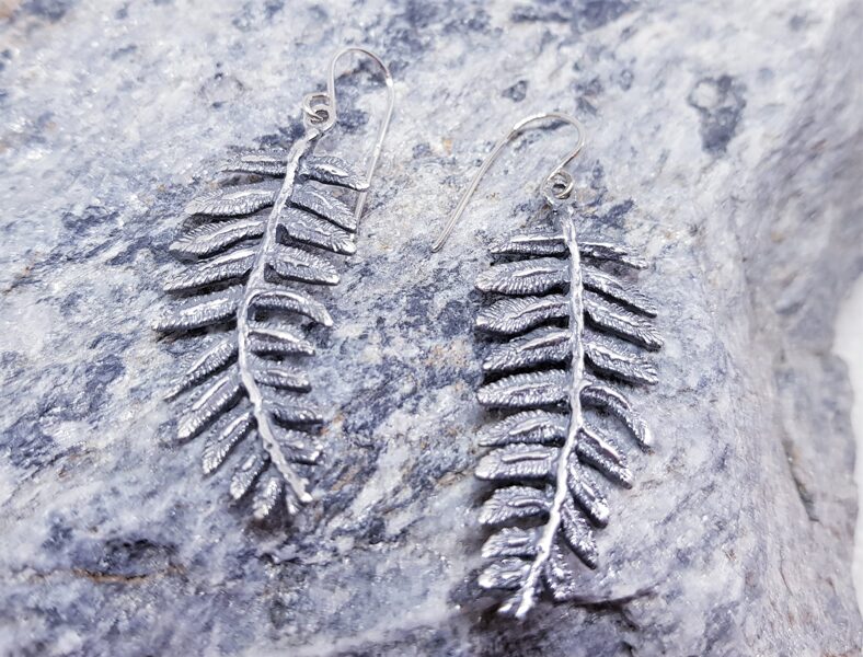 Silver Earrings "The Ferns" (symmetrical)