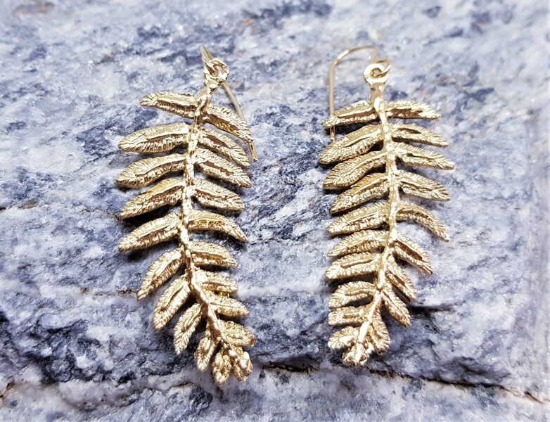 Gold Plated Earrings "The Ferns" (symmetrical)