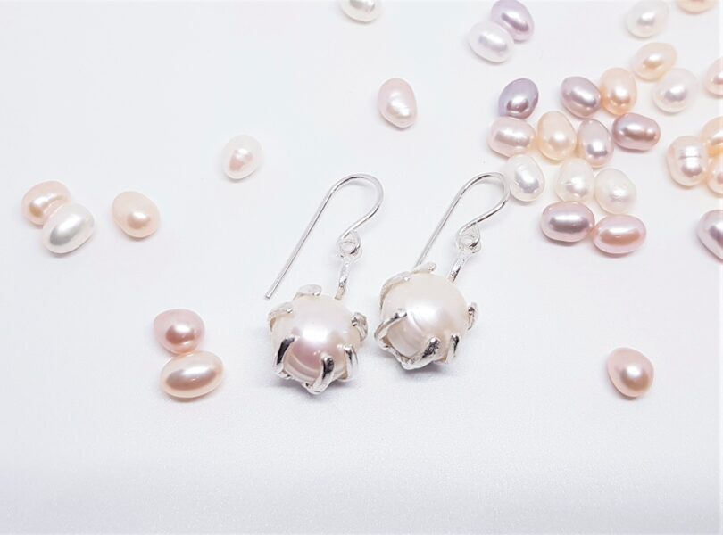 Silver Earrings With Natural Pearl "Pearl Hunter"