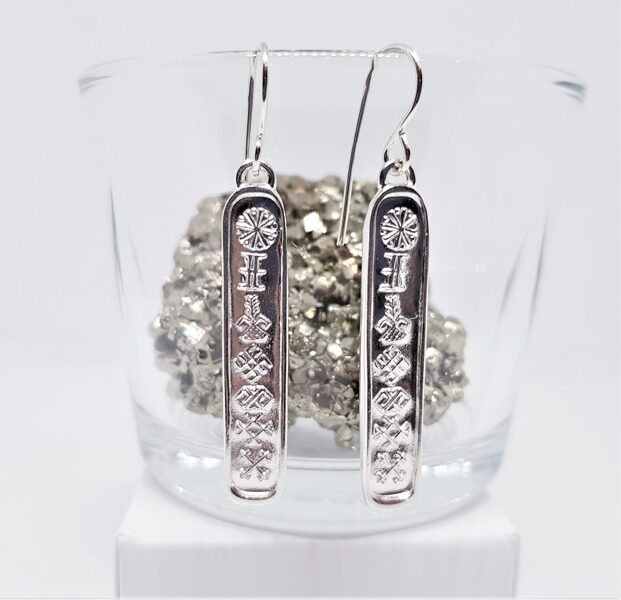 Silver Earrings With Seven Protective Signs (long)