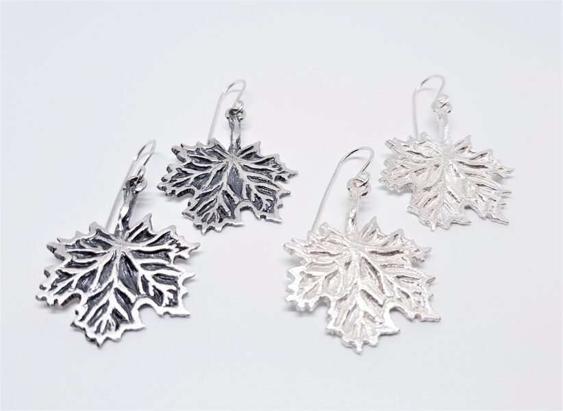 Silver Earrings "Maple Leaves"