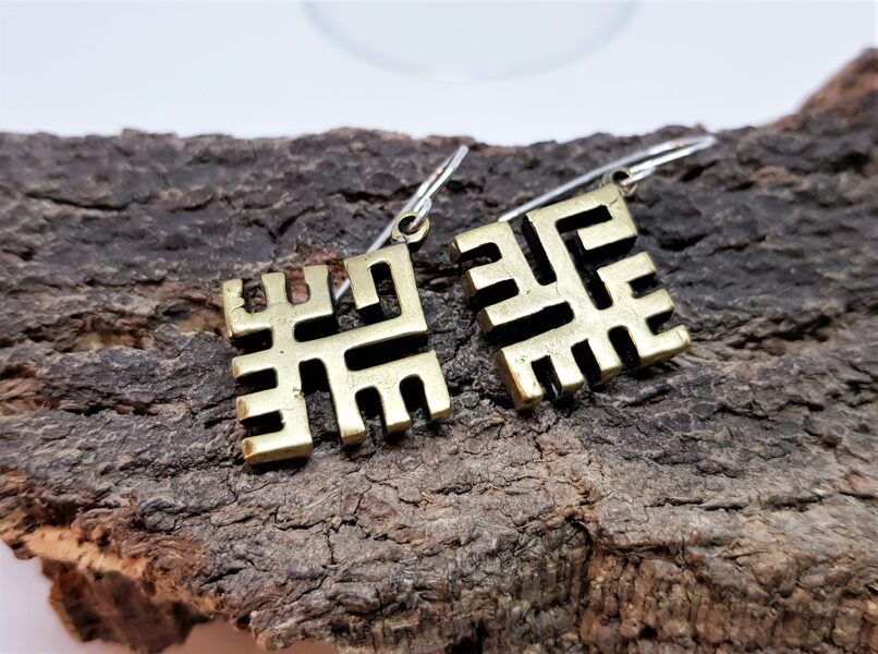 Bronze Earrings "The Thunder God Cross" (thick)