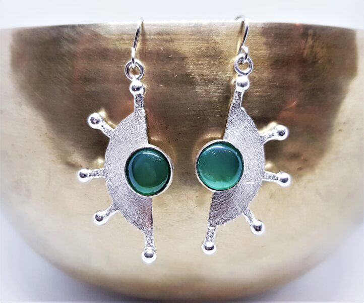 Silver Earrings "Other Lives" (with green agate)