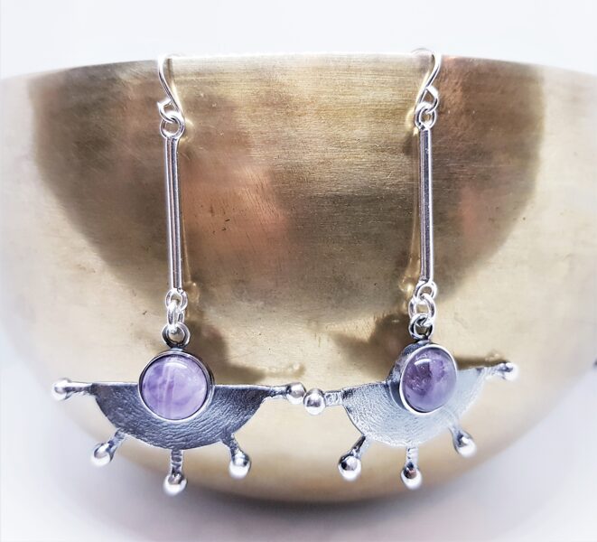 Silver Earrings With Amethyst "Spring Wind" (amethyst)