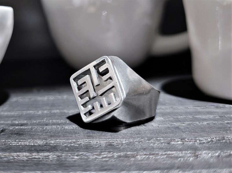 Silver Ring With Thunder God Cross