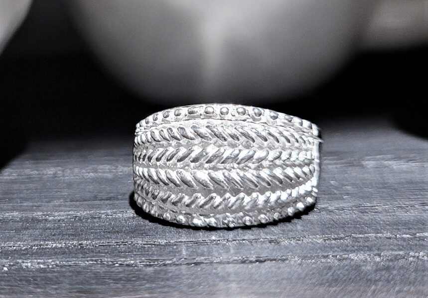 Silver Ring With Braided Top