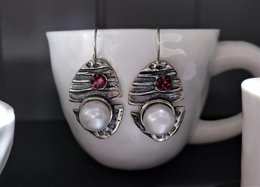 Silver Earrings "The Pebbles And The Pearls"