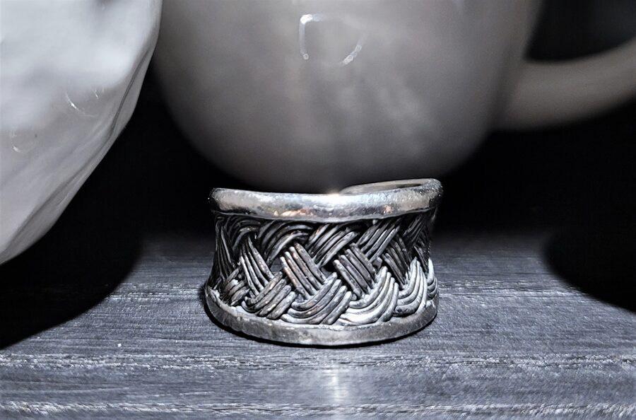 Wide Adjustable Silver Ring "Crossroads"
