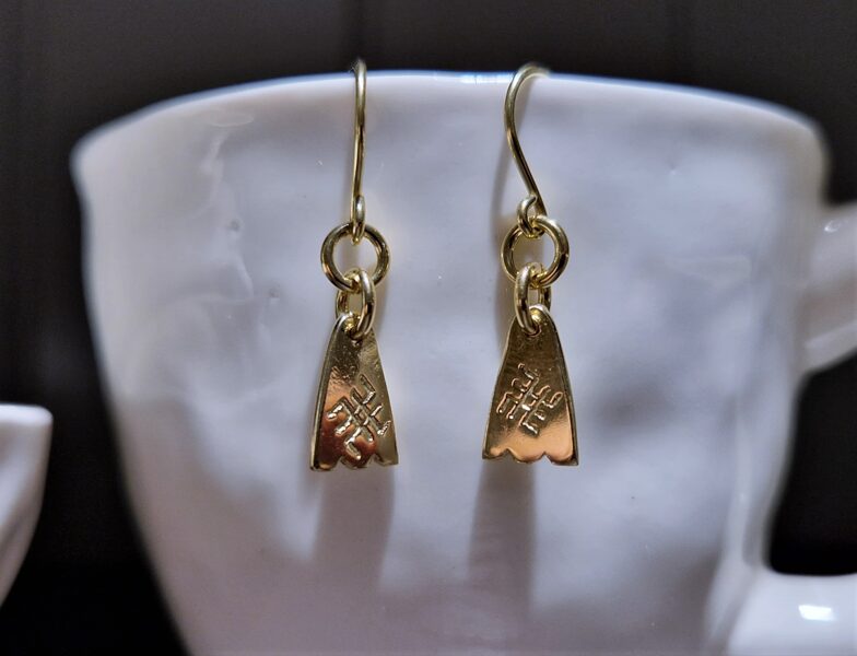 Gold earrings-charms with Fire Cross