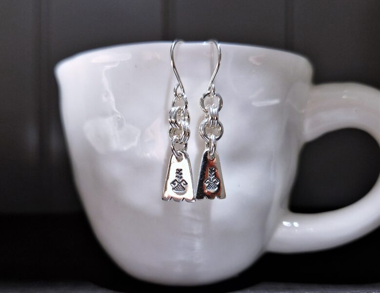 Silver Charm Earrings With Latvian Power Symbols