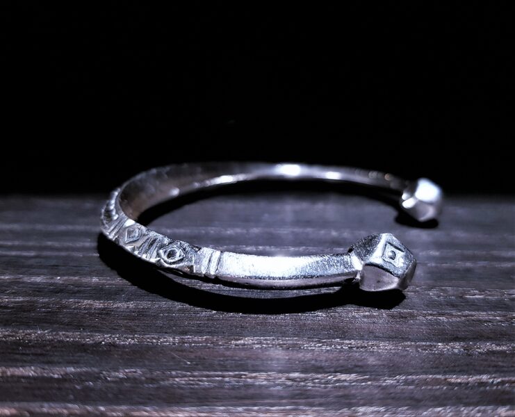 Silver Cuff With Decorated Ends