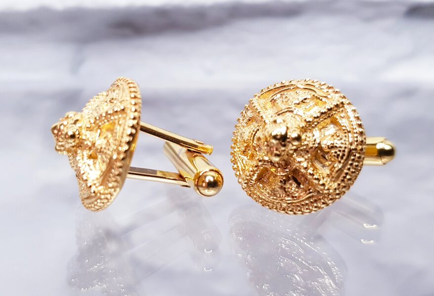 Gold Plated Cuff-links With Viking Ornament