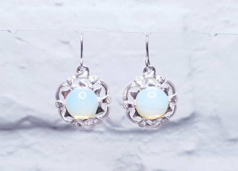 Silver Moon Earrings With Moonstone