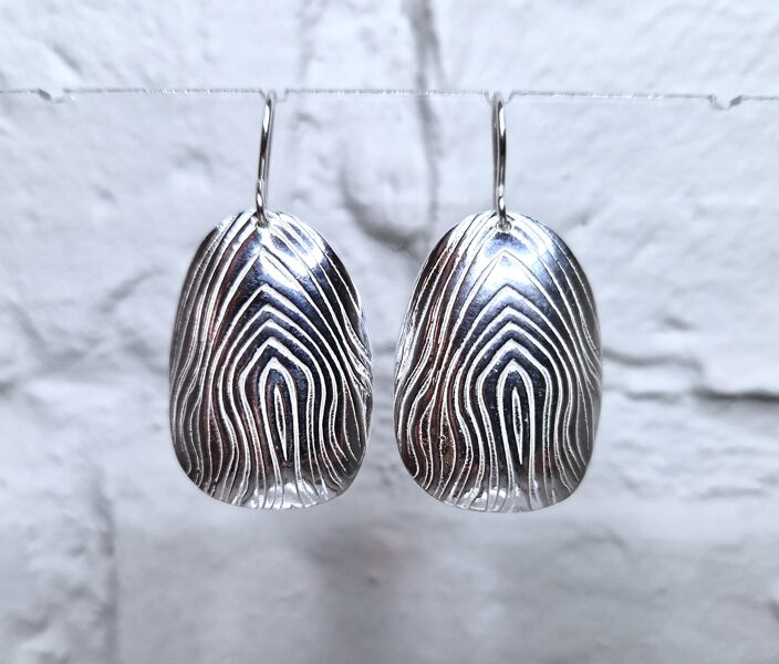 Silver Earrings With Waving Ornament