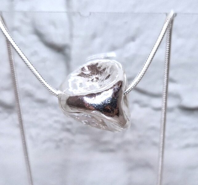 Silver Minimalist Necklace "Sphere Under Pressure" (large)