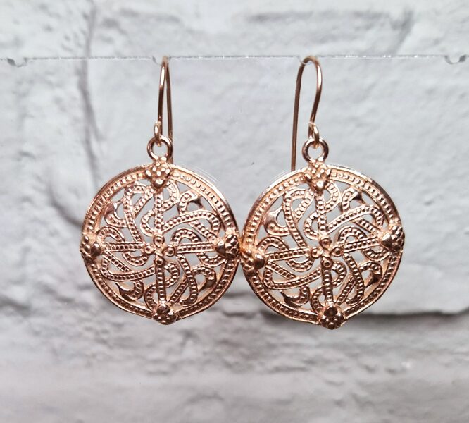 Gold Plated Silver Earrings with Celtic Knot (medium, framed)