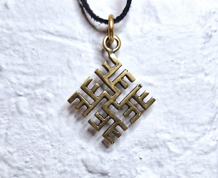 Bronze Pendant "Fire Cross" (medium)