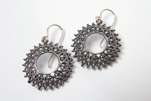 Sudraba auskari "Ledus kristāls" (izliekts)