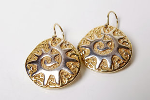 Gold Plated Silver Earrings "The Sun by Skaista Rota"